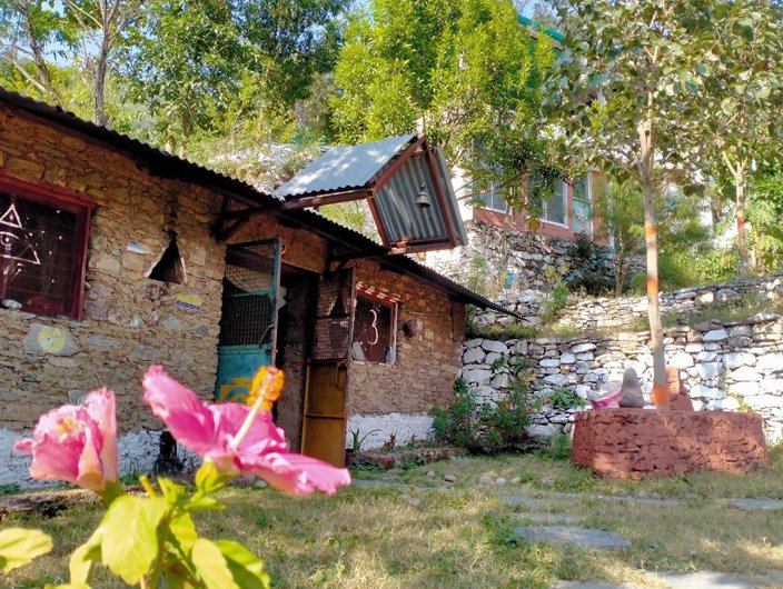 Maunvan ashram building in silent forest Rishikesh